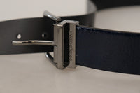 Thumbnail for Elegant Blue Leather Belt with Silver Buckle