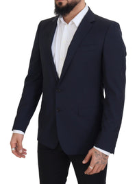 Thumbnail for Elegant Dark Blue Slim Fit Wool Blazer