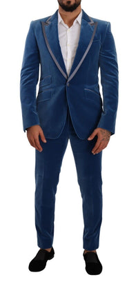 Thumbnail for Elegant Velvet Blue Slim Fit Suit