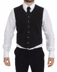 Thumbnail for Black Cotton Viscose Dress Vest Blazer