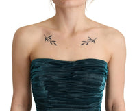 Thumbnail for Turquoise Draped Satin Midi Dress