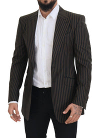 Thumbnail for Elegant Striped Wool Blend Slim Blazer