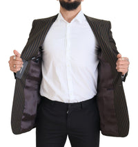 Thumbnail for Elegant Striped Wool Blend Slim Blazer