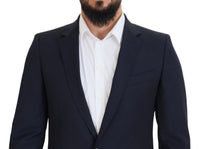 Thumbnail for Elegant Dark Blue Slim Fit Wool Blazer