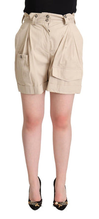 Thumbnail for High-Waisted Beige Cargo Shorts