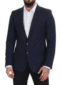 Thumbnail for Elegant Dark Blue Slim Fit Wool Blazer