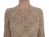 Thumbnail for Beige Floral Lace Long Sleeve Maxi Dress