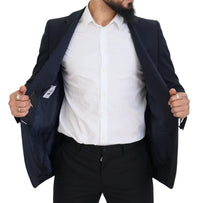 Thumbnail for Elegant Dark Blue Slim Fit Wool Blazer