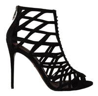 Thumbnail for Elegant Black Suede Heels Sandals