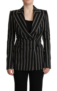 Thumbnail for Elegant Striped Wool Stretch Jacket