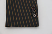 Thumbnail for Elegant Striped Wool Blend Slim Blazer