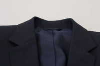 Thumbnail for Elegant Dark Blue Slim Fit Wool Blazer