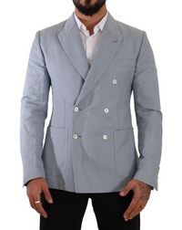 Thumbnail for Elegant Slim Fit Light Blue Double Breasted Blazer