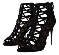 Thumbnail for Elegant Black Suede Heels Sandals