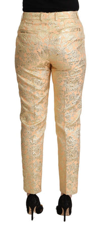 Thumbnail for Elegant High-Waisted Pink Brocade Pants