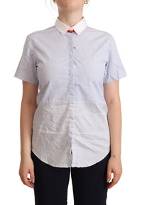 Thumbnail for Chic Light Blue Polished Cotton Polo Top