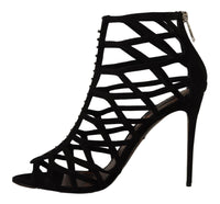 Thumbnail for Elegant Black Suede Heels Sandals