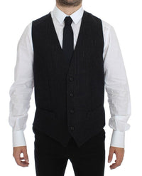 Thumbnail for Gray Striped Wool Dress Vest Gilet