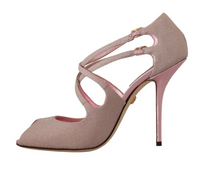 Thumbnail for Pink Glitter Peep Toe High Heels Sandals