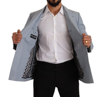 Thumbnail for Elegant Slim Fit Light Blue Double Breasted Blazer