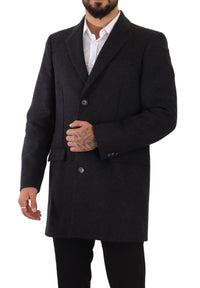 Thumbnail for Elegant Dark Grey Woolen Overcoat