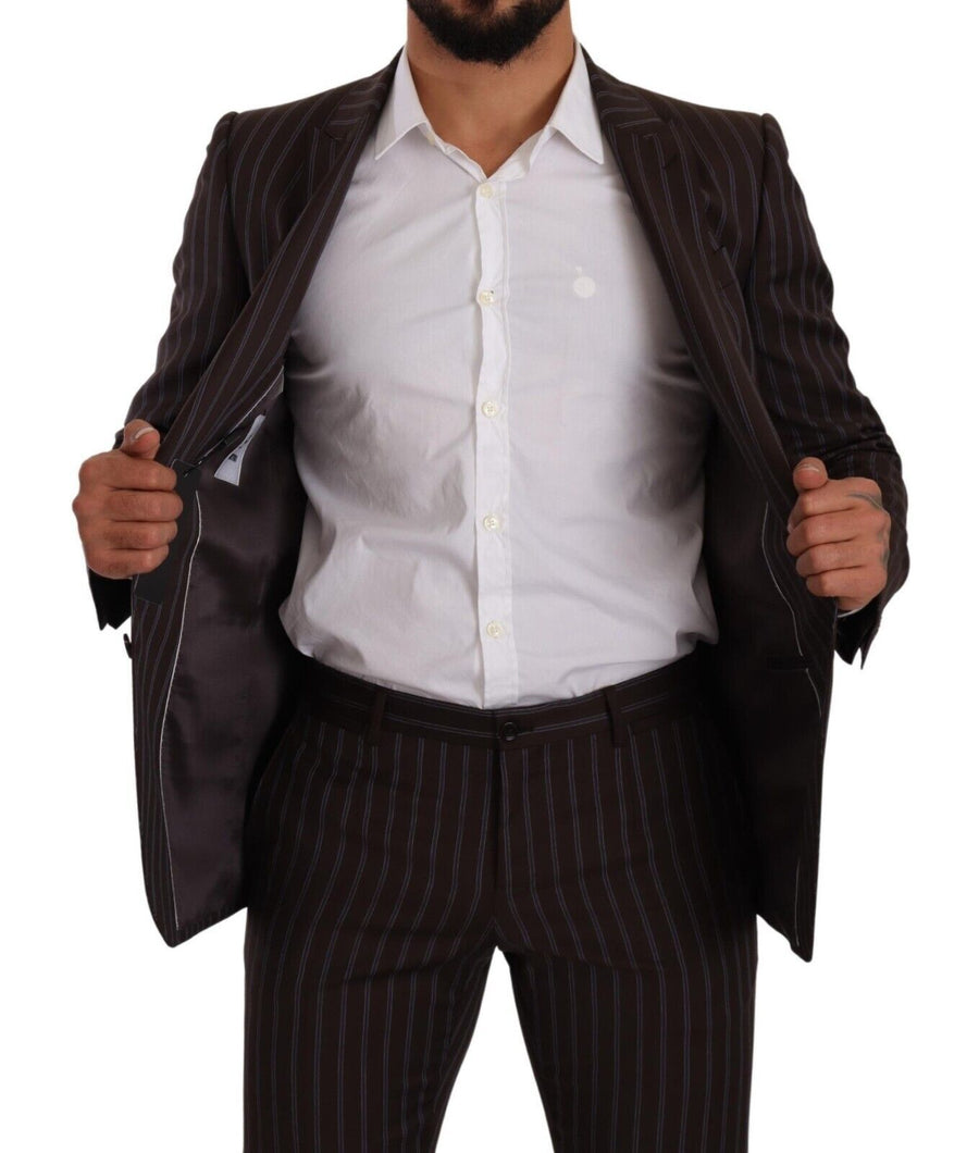 Elegant Maroon Striped Slim Fit Suit