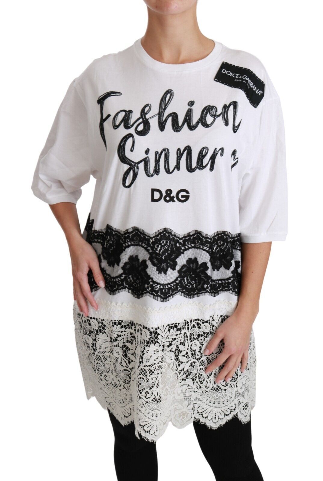 White Fashion Sinner Cotton Lace T-shirt Top