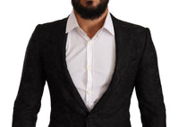 Thumbnail for Elegant Floral Martini Black Blazer