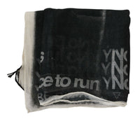 Thumbnail for Dark Gray Wool Foulard Branded Scarf