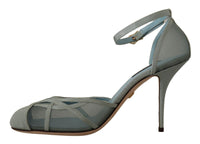 Thumbnail for Elegant Blue Mesh Ankle Strap Sandals