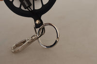 Thumbnail for Chic Black Leather Keychain with Silver Accents