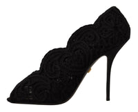 Thumbnail for Elegant Black Lace Stiletto Heels