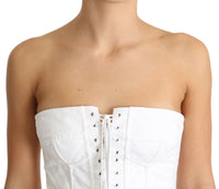 Thumbnail for Elegant White Strapless Corset Top