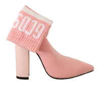 Thumbnail for Chic Pink Suede Ankle Boots with Logo Socks