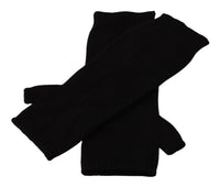 Thumbnail for Black Knitted Fingerless Elbow Length Gloves