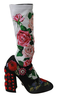 Thumbnail for Floral Embellished Socks Boots