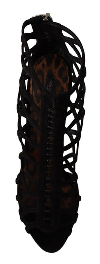 Thumbnail for Elegant Black Suede Heels Sandals