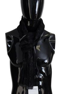 Thumbnail for Black Grey Logo Print Men Neck Wrap Shawl Scarf