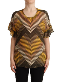 Thumbnail for Chic Multicolor Striped Short Sleeve Blouse
