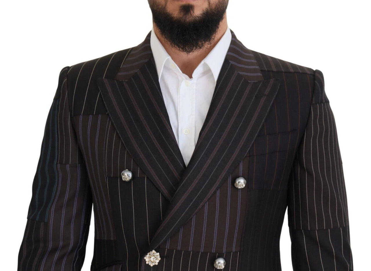 Multicolor Wool Silk Blend Slim Fit Blazer