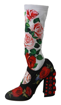 Thumbnail for Floral Embellished Socks Boots