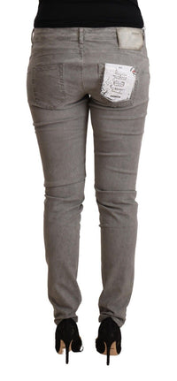 Thumbnail for Light Gray Washed Cotton Slim Fit Denim Jeans