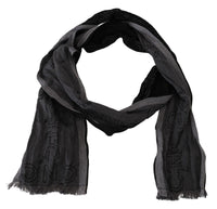 Thumbnail for Black Grey Logo Print Men Neck Wrap Shawl Scarf