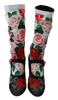 Thumbnail for Floral Embellished Socks Boots