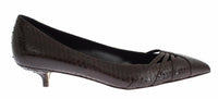 Thumbnail for Chic Brown Leather Kitten Heel Pumps