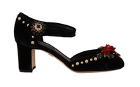 Thumbnail for Black Crystal Rose Heel Sandals