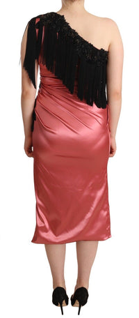 Thumbnail for Elegant Pink Maxi Dress with Black Tassel Accent