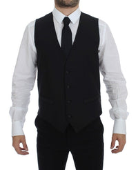 Thumbnail for Black Wool Silk Dress Vest Gilet Weste