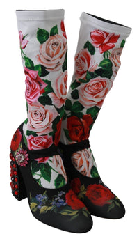 Thumbnail for Floral Embellished Socks Boots