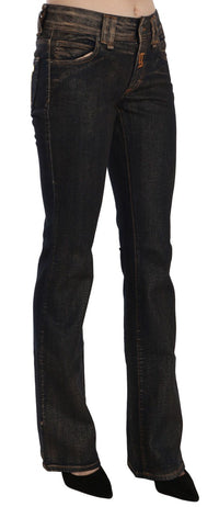 Thumbnail for Black Washed Mid Waist Flared Denim Pants Cotton